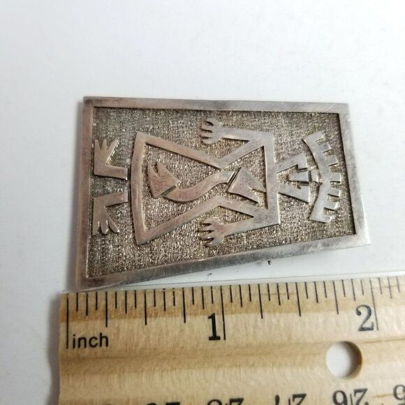 Vintage 900 Grade Silver Primitive Style Person Shape Brooch / Pendant, Estate - Picture 5 of 7